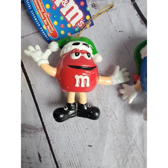 M&Ms RED Yellow Blue Ornament Kurt S. Adler Legs Dangle Resin Ceramic - Picture 3 of 10
